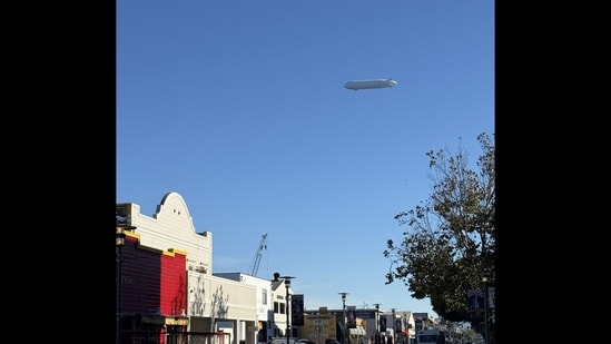 The airship, known as Pathfinder 1, was spotted circling Bay Area skies.(X/@samhogan)