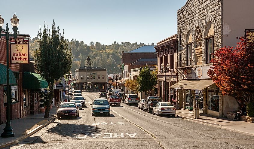 Main Street in the historic Gold Rush town of Placerville