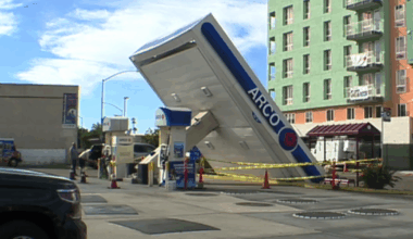 Canopy at ARCO gas station in City Heights topples over during storm