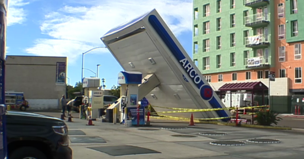 Canopy at ARCO gas station in City Heights topples over during storm