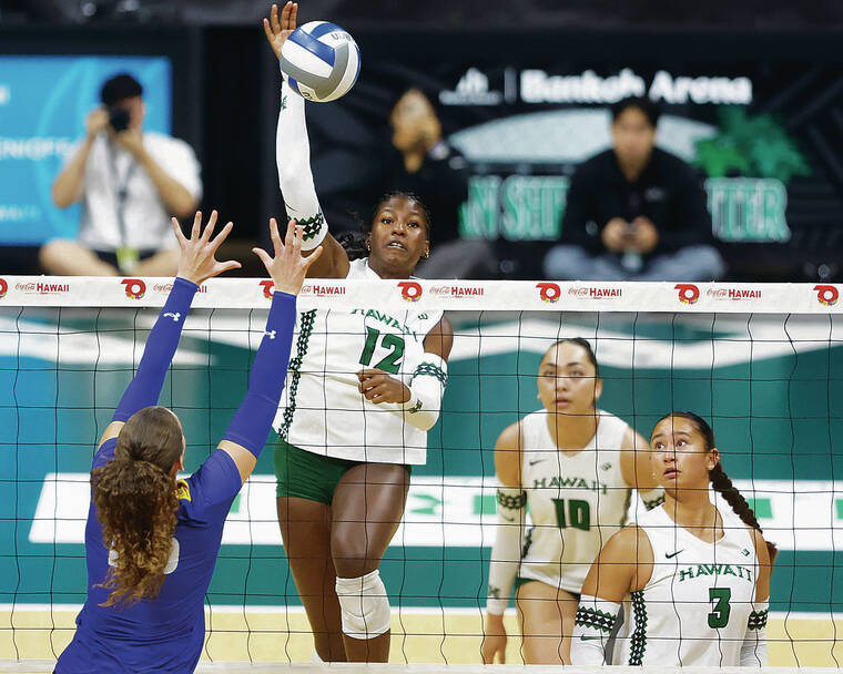 Wahine volleyball team defeats Cal State Bakersfield for its third straight win