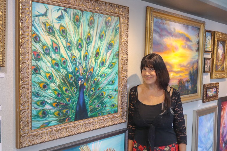La Jolla painter Concetta Antico in her Salon of Art Gallery at 7655 Fay Ave. (Photo by Dave Schwab/La Jolla Village News)
