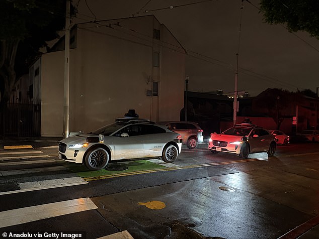 A Waymo driverless car is unable to detect traffic lights after a major power outage in San Francisco, California on Saturday
