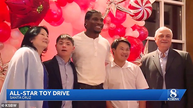 Niners safety Siran Neal (center) stepped in to save the day, hosting the event instead