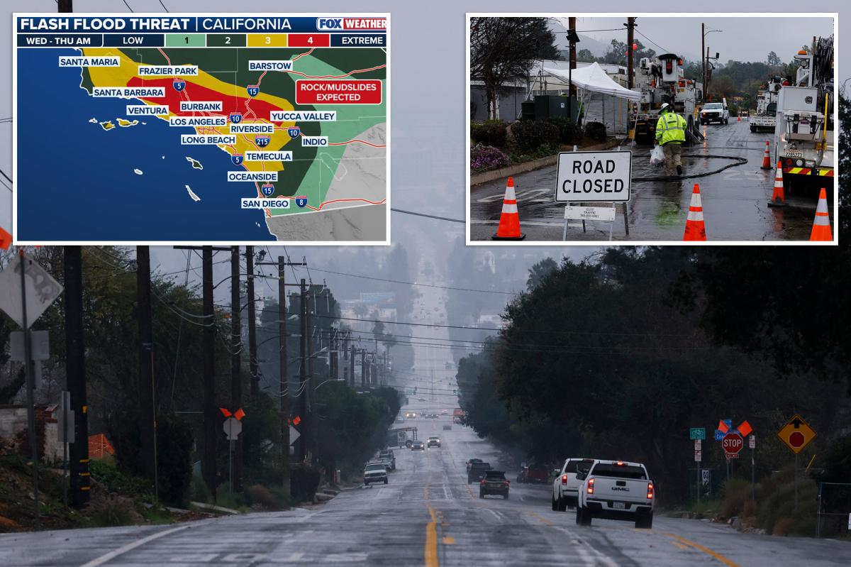 'High Risk' flood threat in place near Los Angeles as Christmas weather brings 'dangerous scenario'