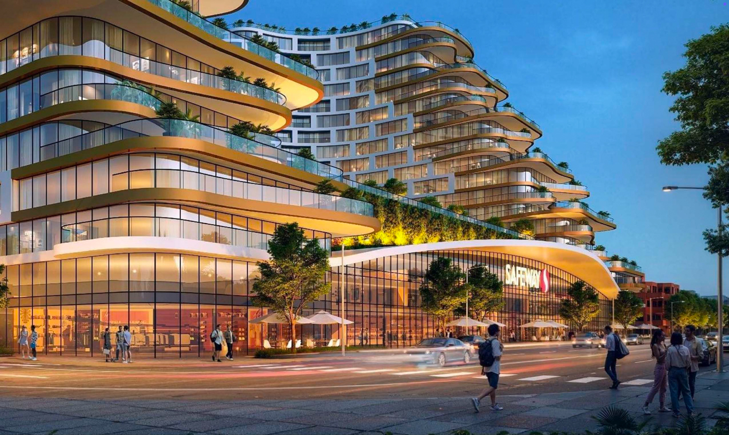 15 Marina Boulevard sidewalk view, rendering by Arquitectonica