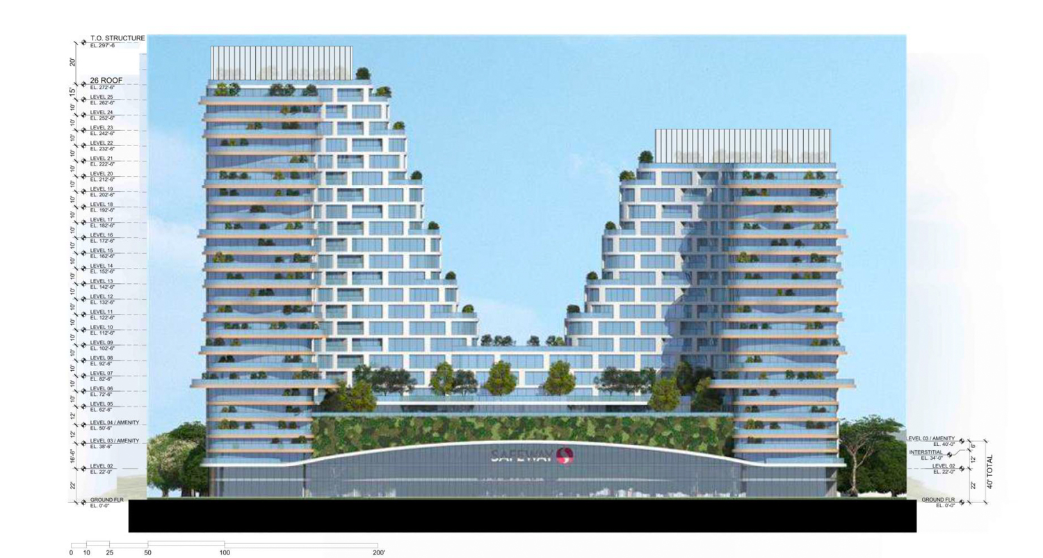 15 Marina Boulevard vertical elevation, illustration by Arquitectonica