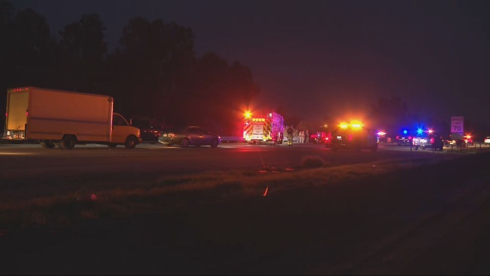 A driver died following an officer-involved shooting on Highway 99 after allegedly leading Wasco Police and CHP officers on a pursuit early Monday morning. PHOTO: KBAK/KBFX