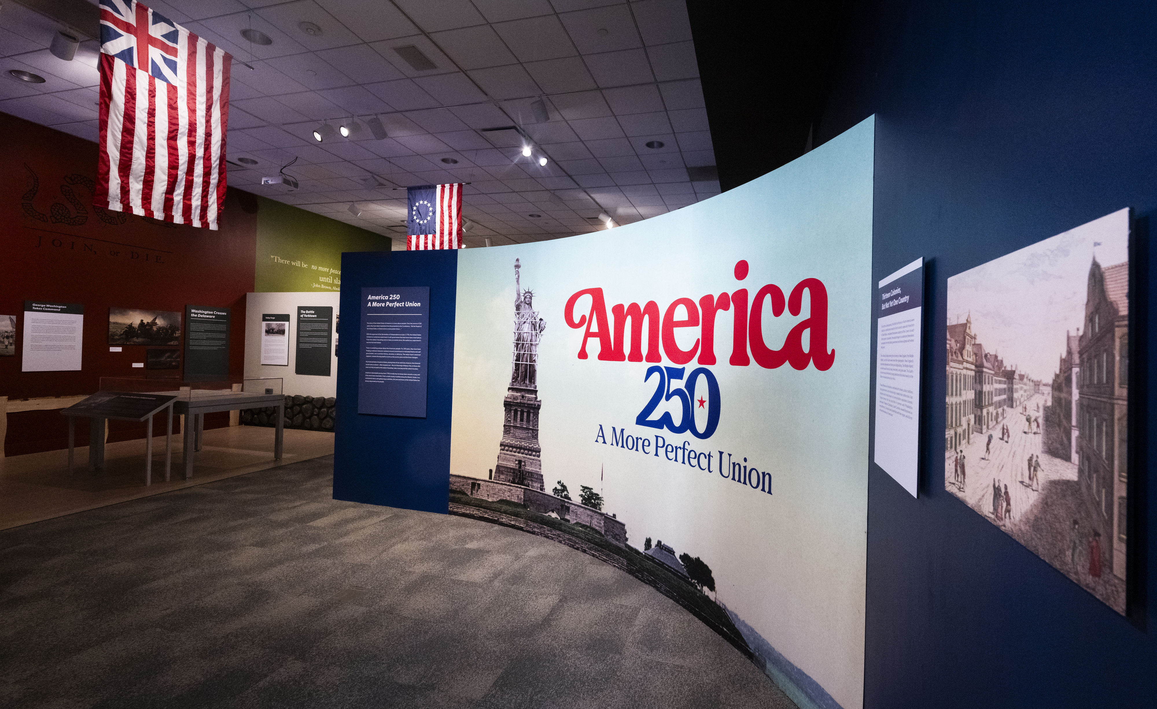 The exhibit America 250, A More Perfect Union, is open...