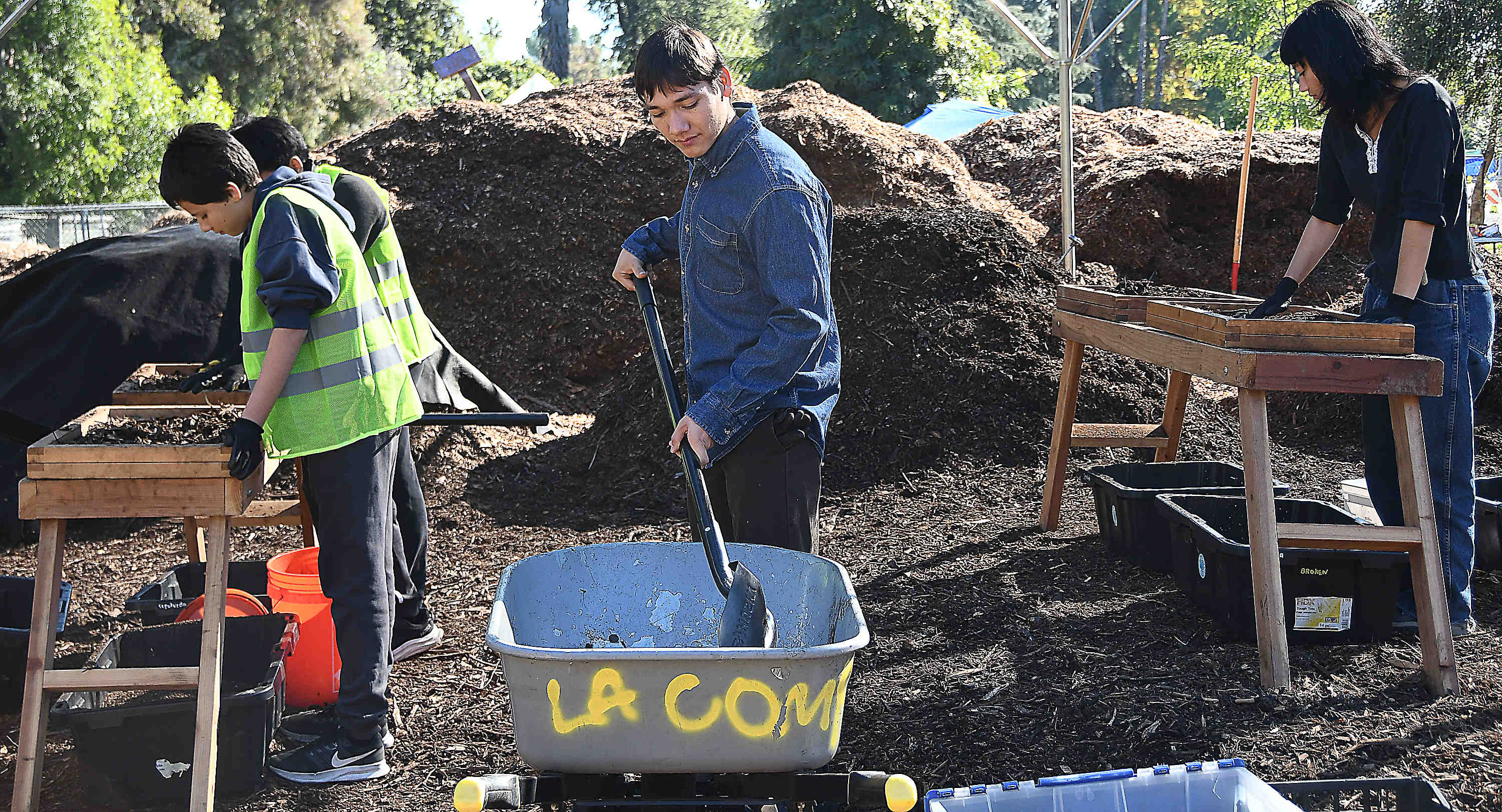 Volunteers get compost ready on Saturday, Encino Dec 6, 2025....