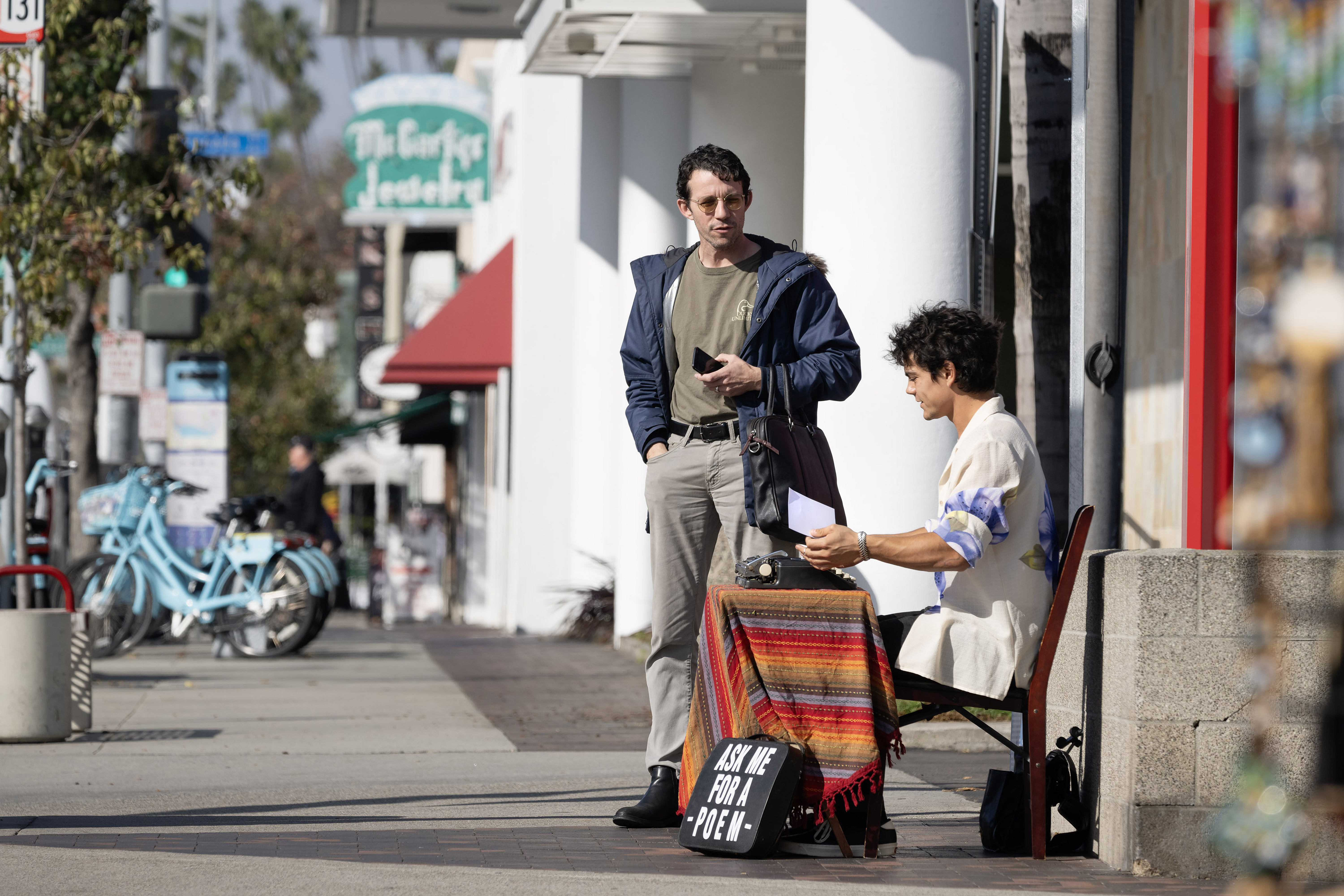 From left, Daniel Warren and Nico Patino discuss poetry on...