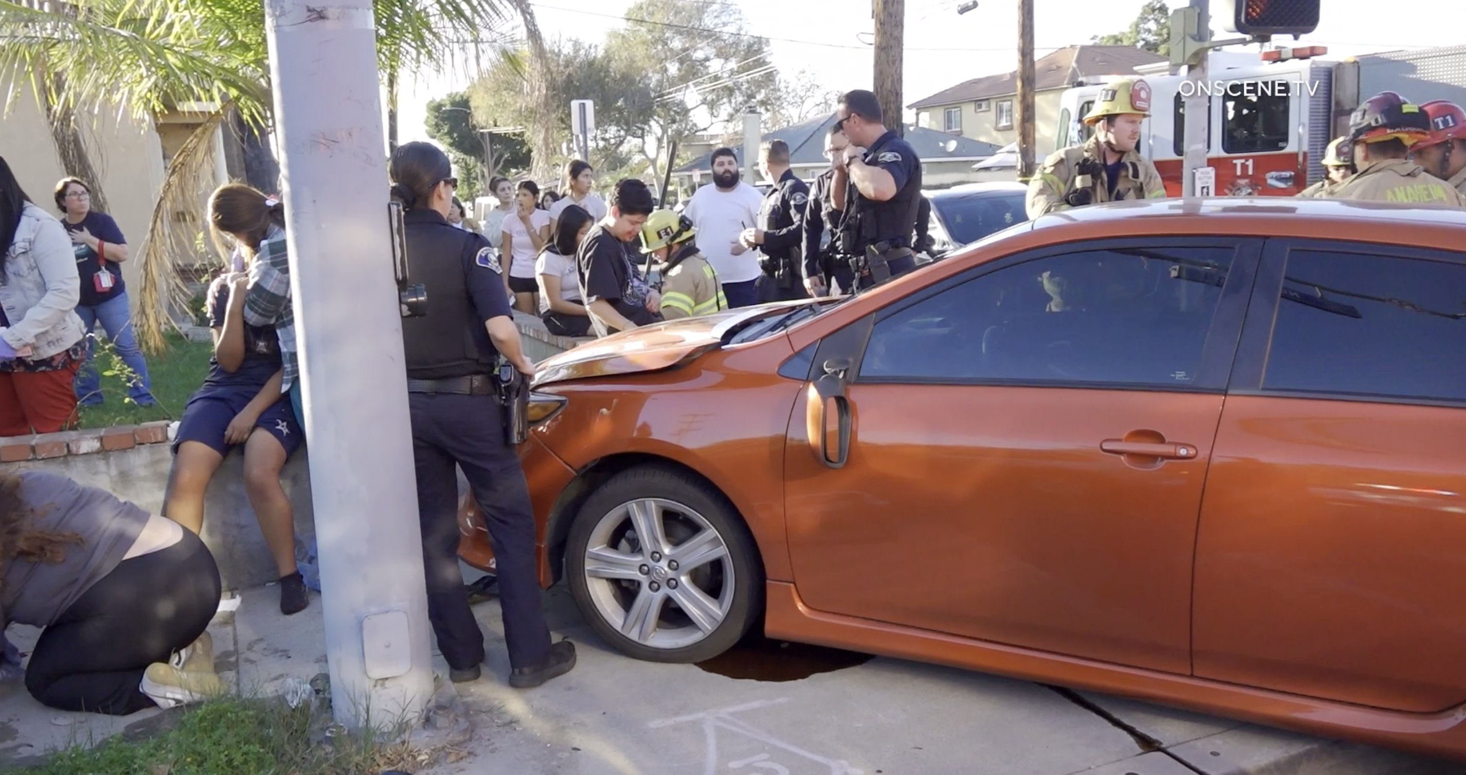 Eight Anaheim High School runners were injured when a car...