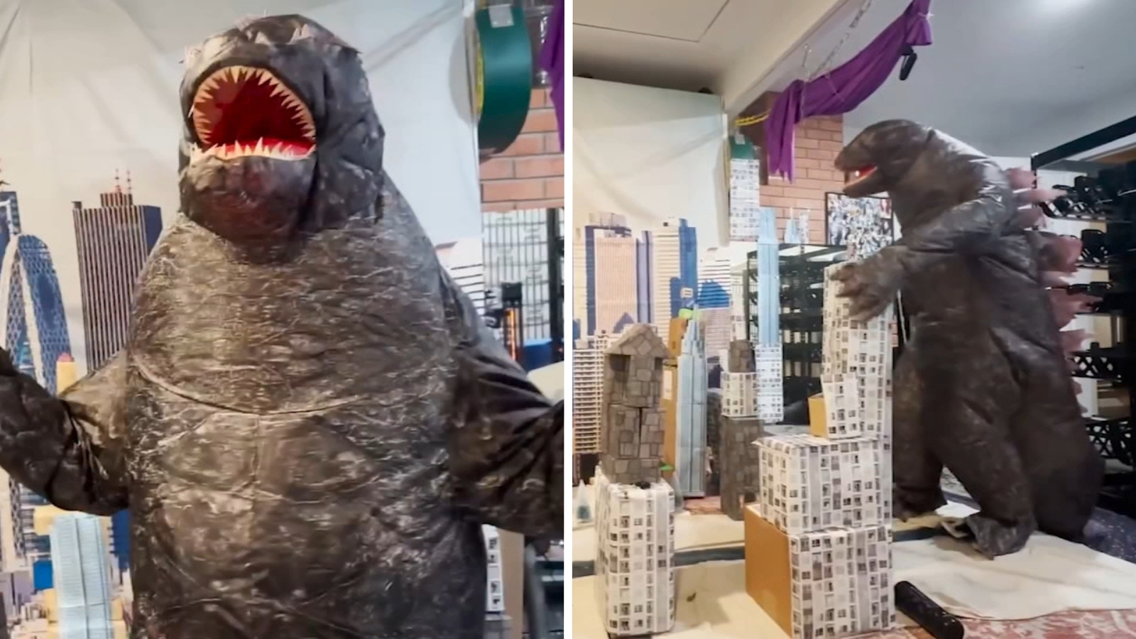 Wife creates 'Godzilla rage room' for man having tough year
