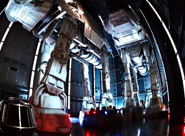 Riders make their way past AT-ATs during Rise of the Resistance at Star Wars: Galaxy's Edge inside Disneyland in Anaheim. (Photo by Jeff Gritchen, Orange County Register/SCNG)