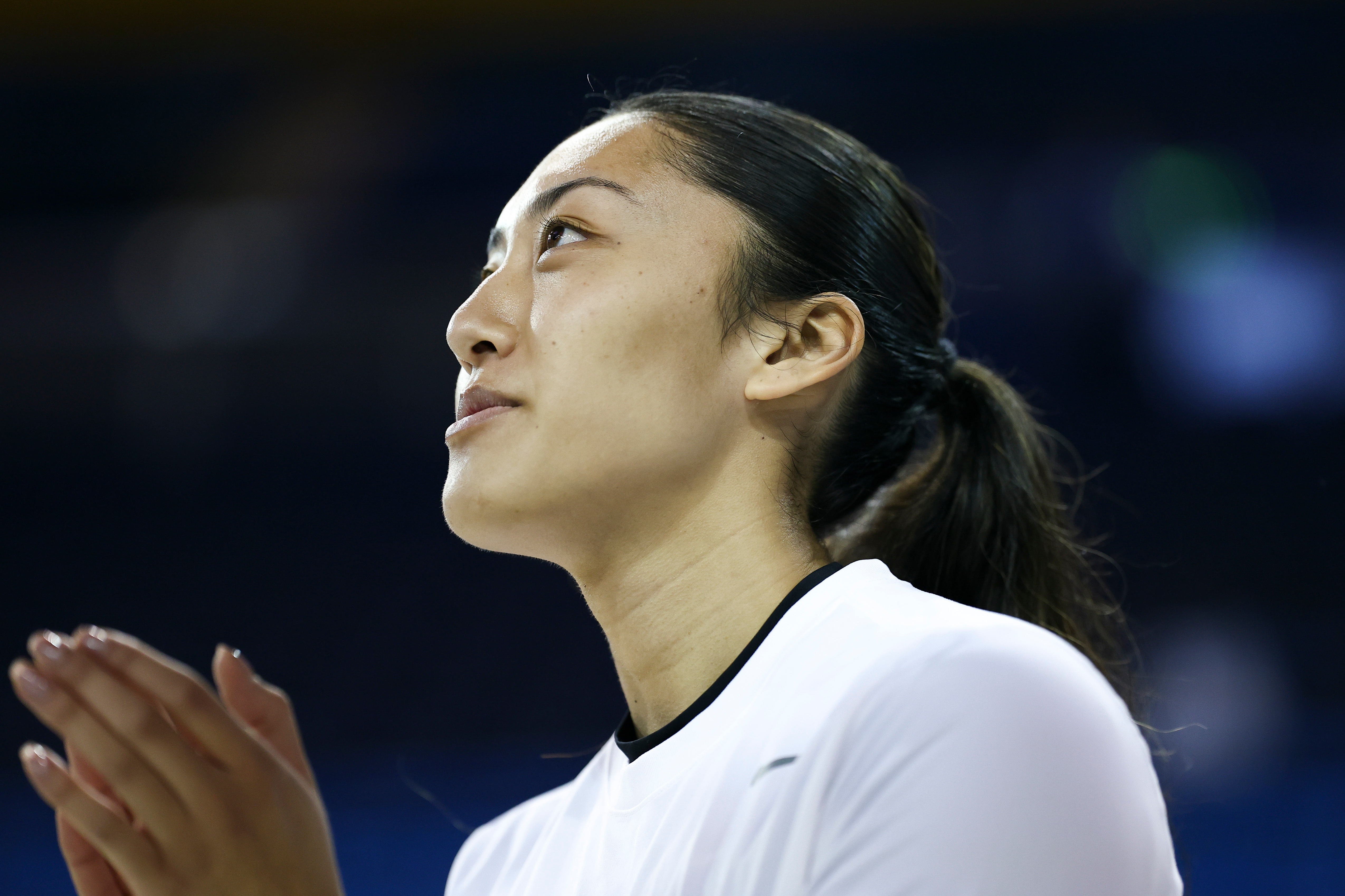 Long Beach State forward Kennan Ka looks on before an...