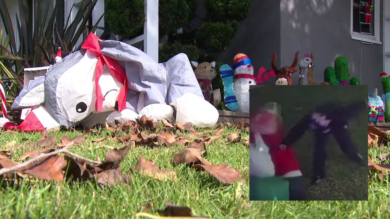 Long Beach residents frustrated by vandals destroying Christmas inflatables, holiday decor