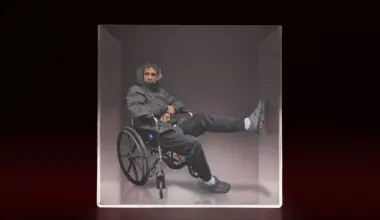 A damaged train is shown with flames and a bandage, alongside six distressed people, under the sign "train cancelled."