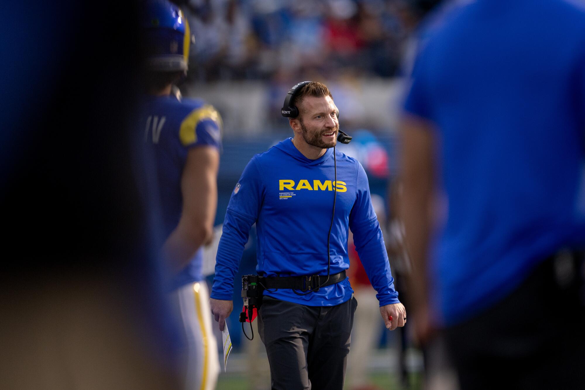 Rams coach Sean McVay watches from the sideline against the Detroit Lions on Dec. 14.