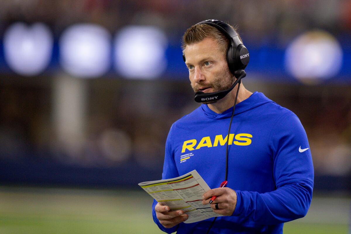 Rams coach Sean McVay stands on the sideline during a win over the Tampa Bay Buccaneers on Nov. 23.