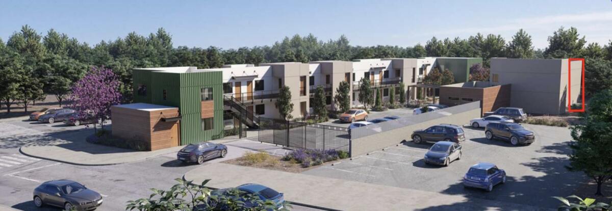 Rendering of Location #2: Wall along West property line, Building 2.