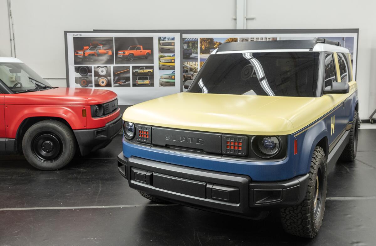 Slate trucks have a steel frame and external plastic panels that can be wrapped in any color.