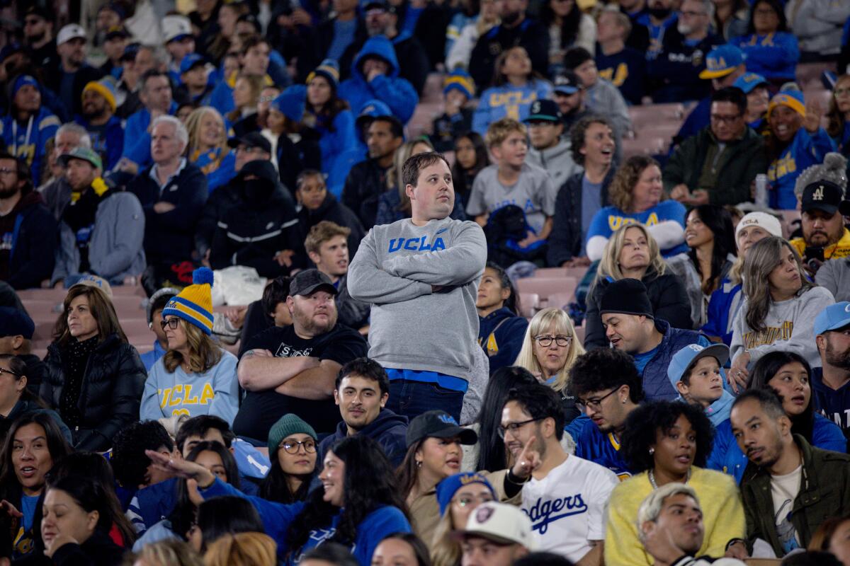 A UCLA fan at the Rose Bowl