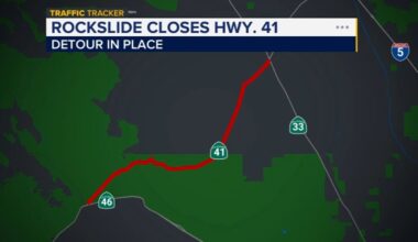 Rockslide forces closure of Highway 41, no timeline for reopening