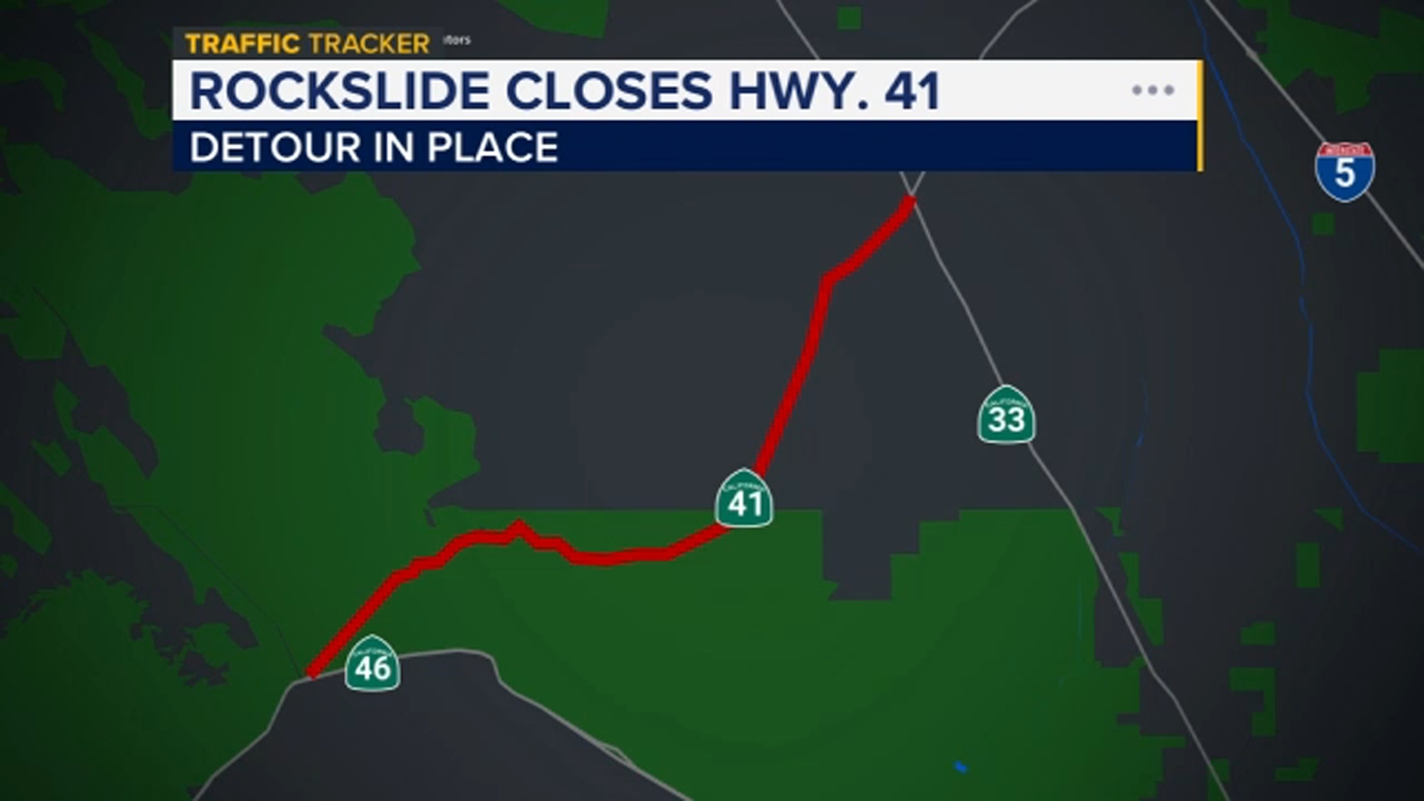 Rockslide forces closure of Highway 41, no timeline for reopening