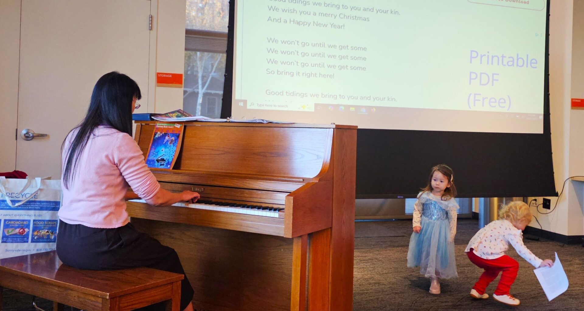 When Misato Weber heard the Mission Branch Library needed someone to play the piano for a holiday singalong, she volunteered.