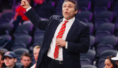 UNLV head coach Josh Pastner during a college basketball game between UNLV and Tennessee State ...