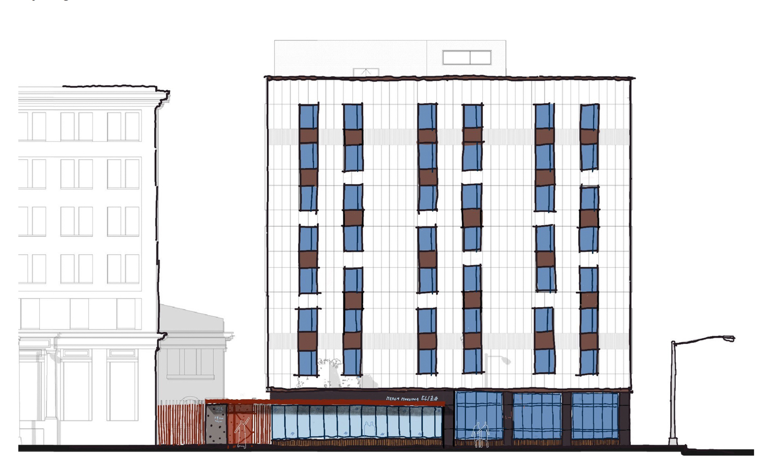 2125 Telegraph Avenue vertical elevation, illustration by Gensler
