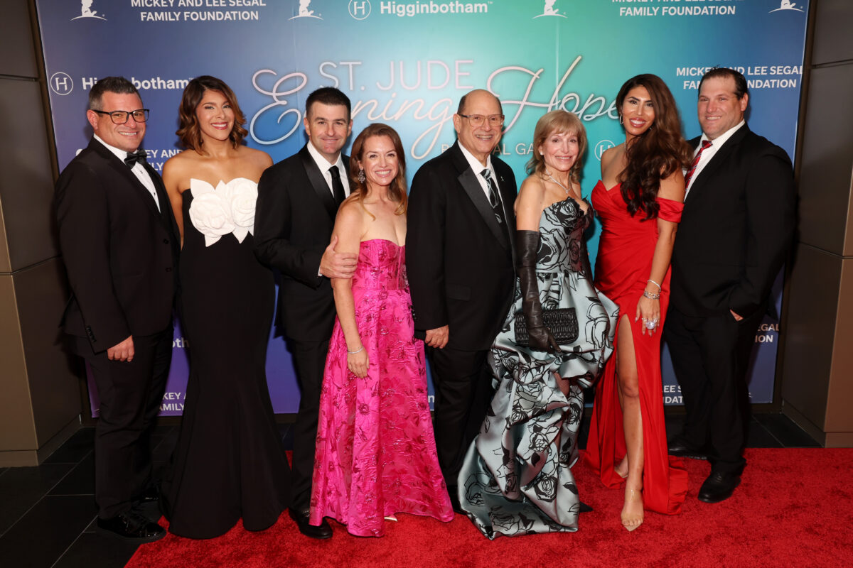 LOS ANGELES, CALIFORNIA - NOVEMBER 08: (L-R) Matt Segal, Aliana Segal, Brett Longenecker, Alli Longenecker, Mickey Segal, Lee Segal, Debra Segal, and Andrew Segal attend the St. Jude Evening of Hope Gala at Fairmont Century Plaza on November 08, 2025 in Los Angeles, California. (Photo by ALSAC/St. Jude/Getty Images for ALSAC/St. Jude)