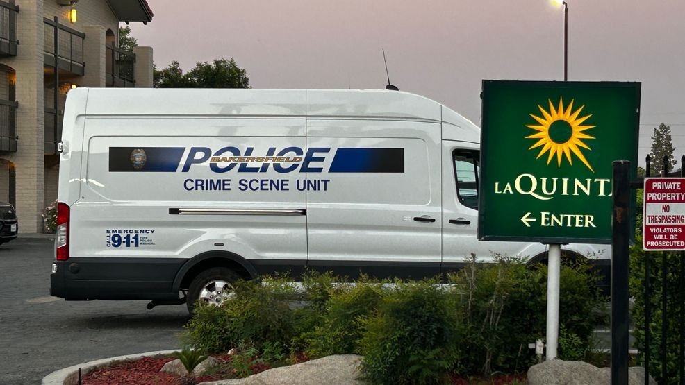 A death investigation is underway after a body was discovered inside the La Quinta Inn in central Bakersfield, according to the Bakersfield Police Department. This is a photo of the crime scene on August 2, 2025. PHOTO: KBAK/KBFX