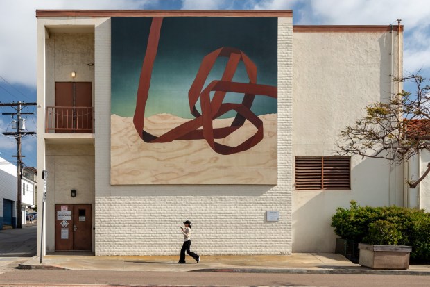 The mural "Prototypes for Billboards at A-Z West" by Andrea Zittel was installed April 23 at 7569 Girard Ave. in La Jolla. (Philipp Scholz Rittermann)