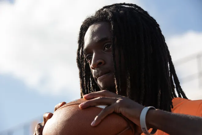Refugio’s Ernest Campbell watches team practice at the high school on Aug. 4, 2023, in Texas.