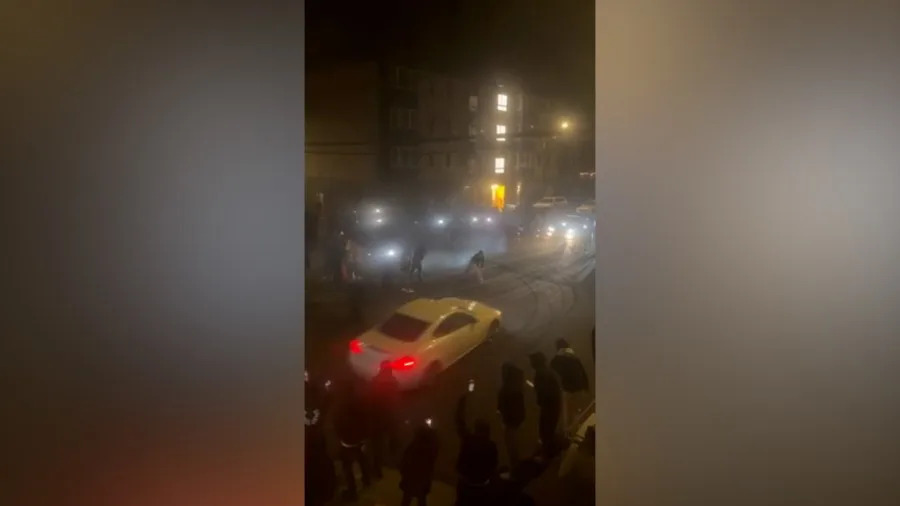 A still from video taken of Saturday’s sideshow.