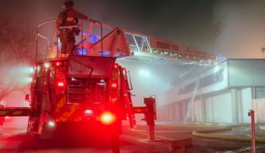 A fire early Tuesday, Dec. 30, 2025, at Valley Fitness in Fresno damaged the gym, injured one firefighter, and prompted a prolonged response by about 50 firefighters. (Fresno FD)