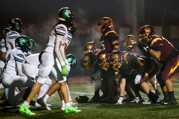 El Cerrito and Menlo-Atherton line up in the fourth quarter during the NorCal Division 4-A championship at Menlo-Atherton High School in Atherton, Calif., on Saturday, Dec. 6, 2025. (Shae Hammond/Bay Area News Group)