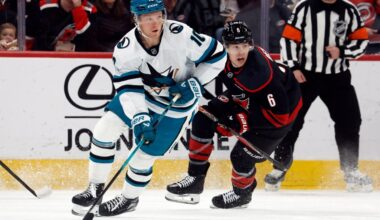 Macklin Celebrini helps San Jose Sharks upset Carolina Hurricanes