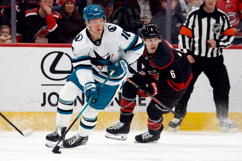 Macklin Celebrini helps San Jose Sharks upset Carolina Hurricanes