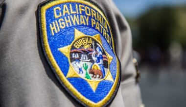 The badge for a California Highway Patrol officer