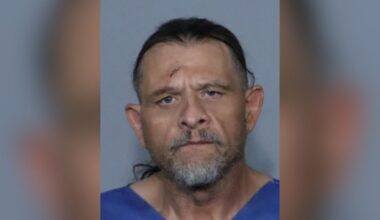 Clovis police have booked Charles Gulley (pictured), 53, for manslaughter in the death of Robert Ramage, 64, marking the city’s second homicide of 2025. (Clovis PD)