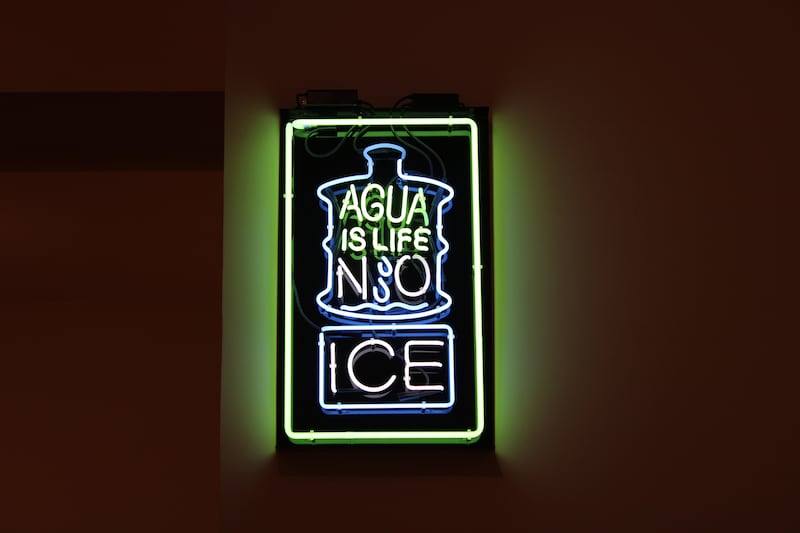 Created in 2020, "Hold the Ice" is one of more than 200 neon works by Patrick Martinez. (Photo by Charlotte Calmès)