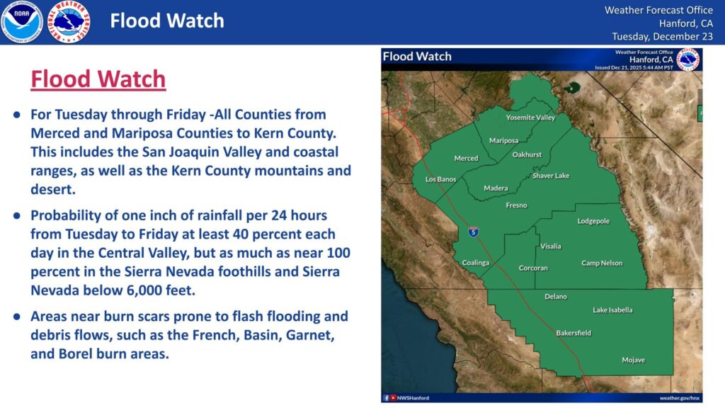 Image of NWS Hanford Flood Watch Area