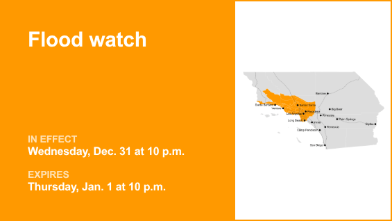 Flood watch issued for 5 Freeway north of LA for Wednesday and Thursday caused by substantial rainfall – Orange County Register