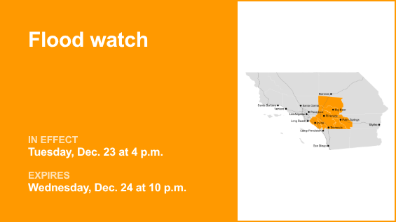 Flood watch issued for the Orange County and Santa Ana Mountains area for Tuesday and Wednesday due to significant rain – Orange County Register