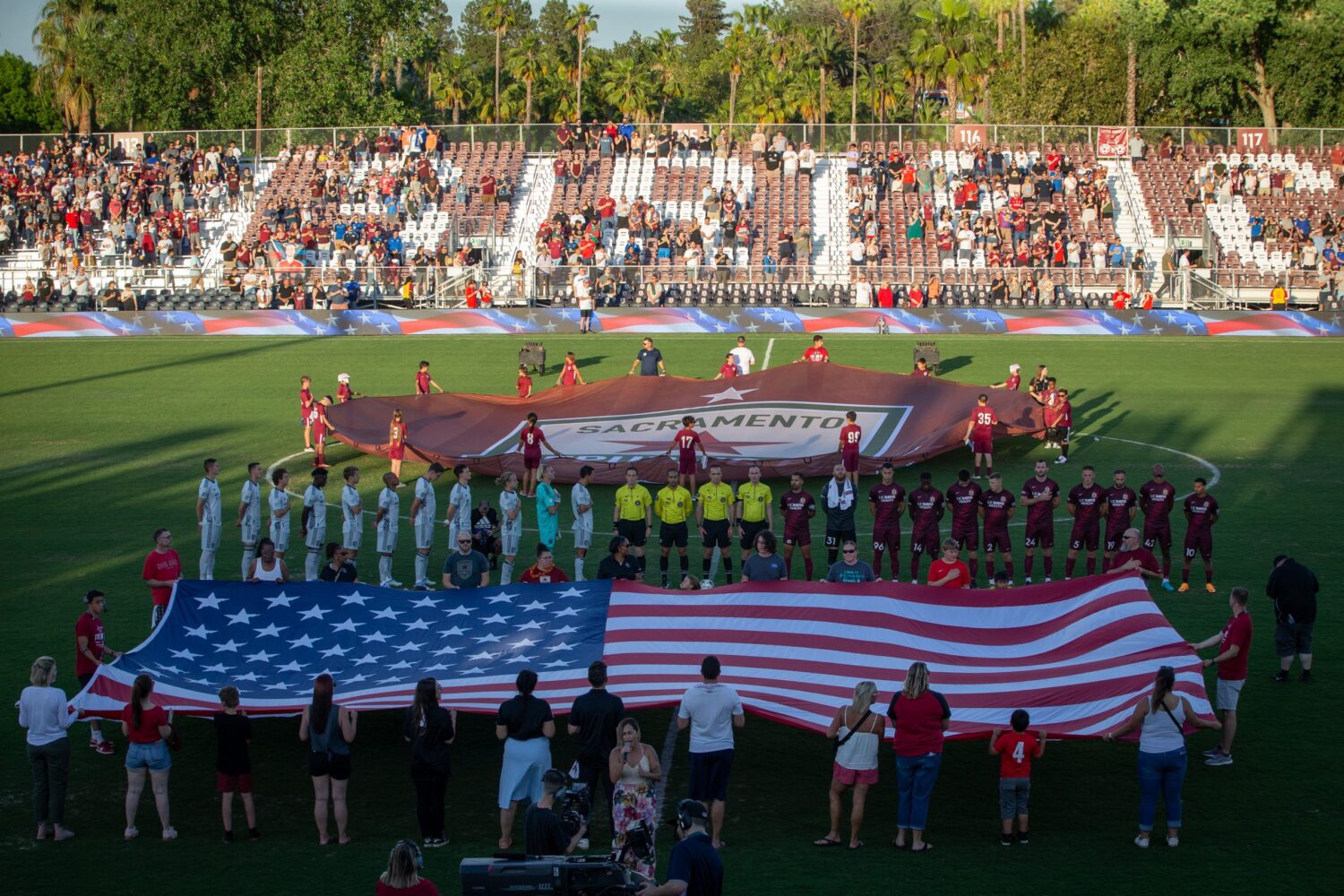 Pre game during a game between Sacramento Republic FC and San Jose Earthquakes at Heart Health Park...