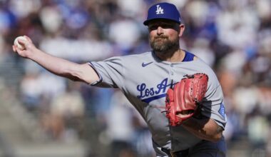 Los Angeles Dodgers pitcher Kirby Yates threw to a Giants batter on Sept. 14 in San Francisco.