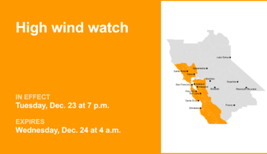 High wind watch issued for Northern California for Tuesday and Wednesday – gusts as high as 60 mph – The Mercury News