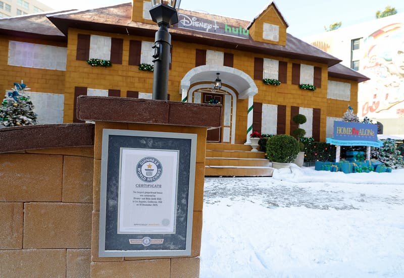 Home Alone gingerbread house and Guinness world record certificate